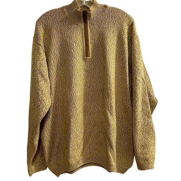 Tommy Bahama Men's Beige Yellow Quarter Zip Pullover Sweater Size L - Picture 1 of 9